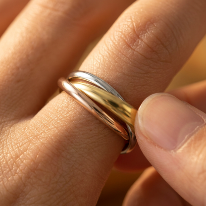 The Trio Ring rolling-band detail