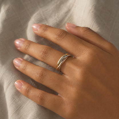 The Trio Ring gold silver and rose-tone bands