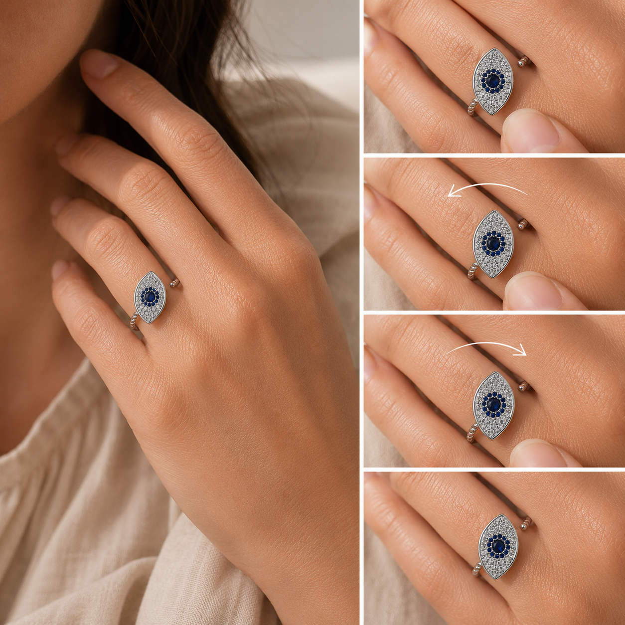 The Sapphire Eye Ring — Anxiety Spinner Ring