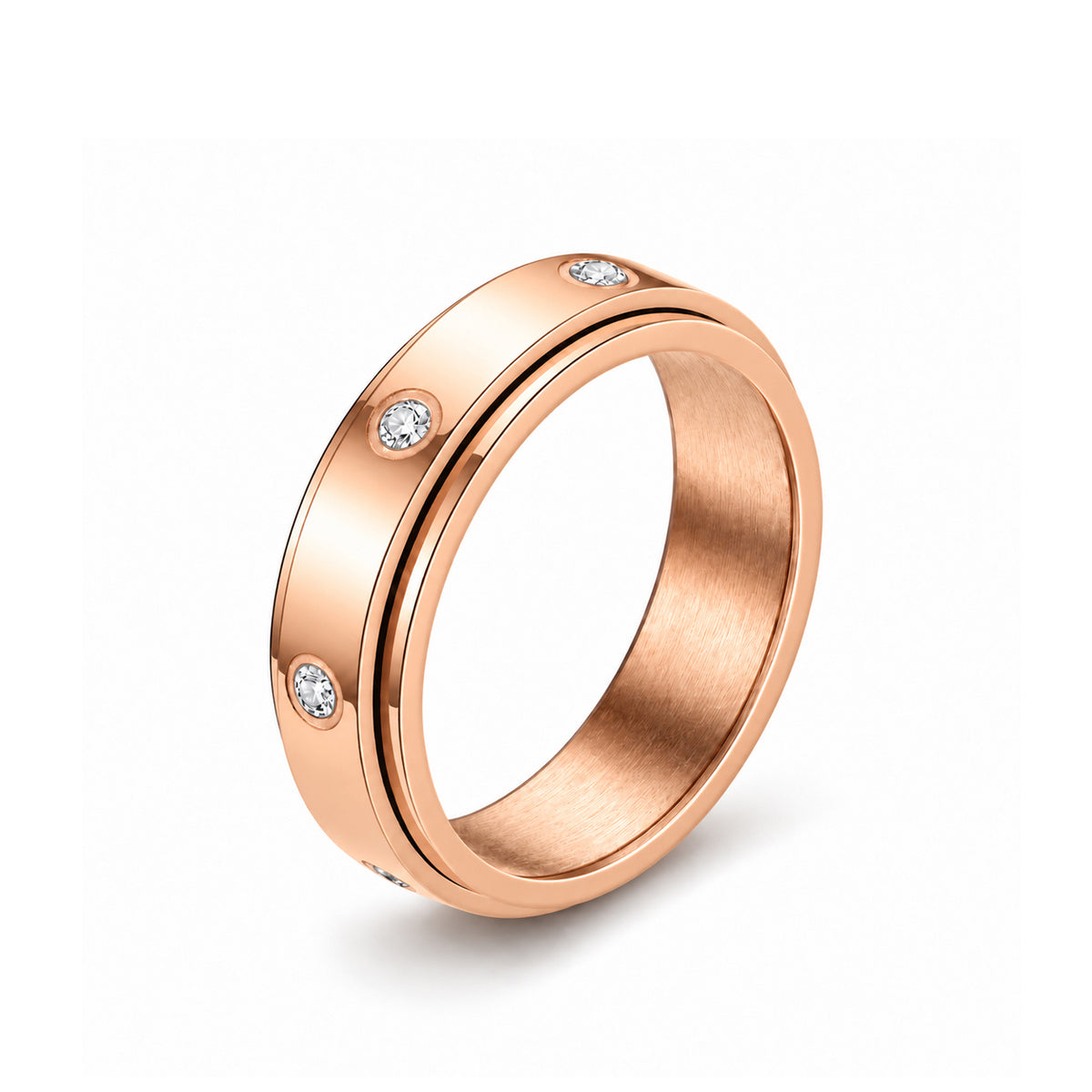 The Orbit Ring fixed-size inner band and crystal accents in close-up — Anxiet...