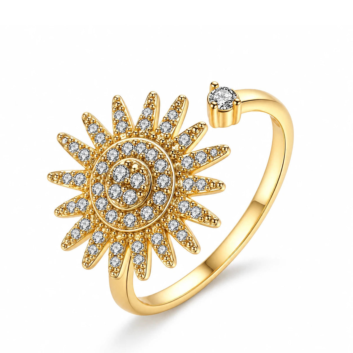 The Radiant Sun Ring crystal sun spinner ring — Anxiety Spinner Ring