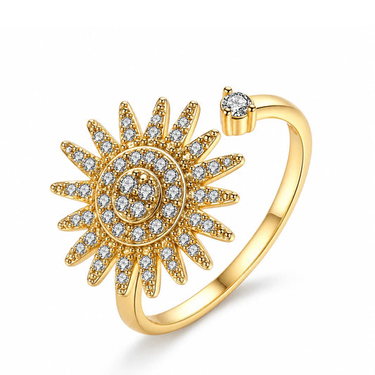 The Radiant Sun Ring crystal sun spinner ring