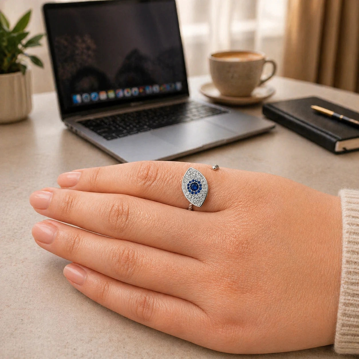 The Sapphire Eye Ring — Anxiety Spinner Ring