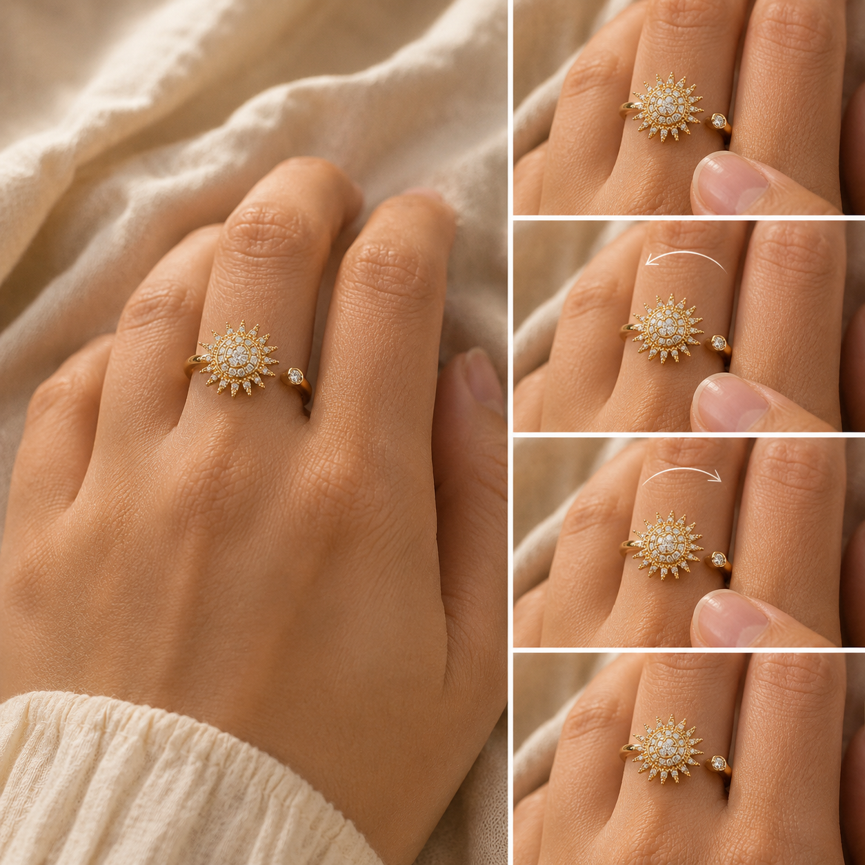 The Radiant Sun Ring — Anxiety Spinner Ring